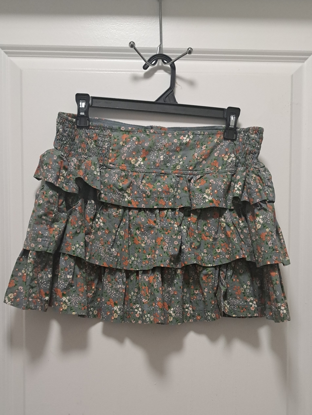 Tiered Floral Ruffle Mini Skirt - Green